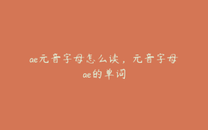 ae元音字母怎么读,元音字母ae的单词 | ae插件合集