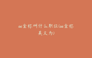ae全称叫什么职位(ae全称英文为) | ae插件合集