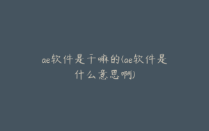 ae软件是干嘛的(ae软件是什么意思啊) | ae插件合集