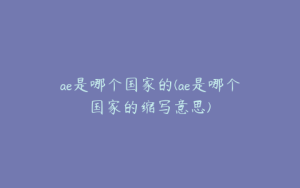 ae是哪个国家的(ae是哪个国家的缩写意思) | ae插件合集