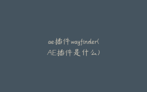 ae插件wayfinder(AE插件是什么) | ae插件合集