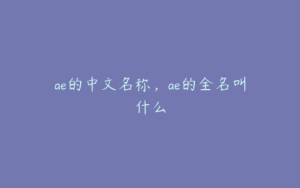ae的中文名称,ae的全名叫什么 | ae插件合集