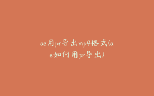 ae用pr导出mp4格式(ae如何用pr导出) | ae插件合集