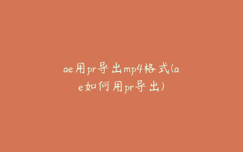 ae用pr导出mp4格式(ae如何用pr导出) | ae插件合集