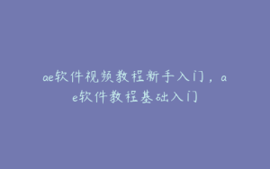 ae软件视频教程新手入门，ae软件教程基础入门 | ae插件合集