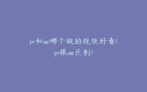 pr和ae哪个做的视频好看(pr跟ae区别) | ae插件合集