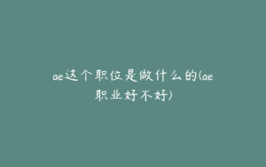 ae这个职位是做什么的(ae职业好不好) | ae插件合集