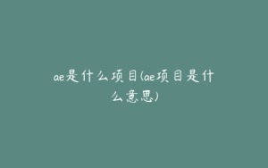 ae是什么项目(ae项目是什么意思) | ae插件合集