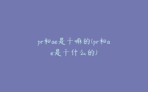 pr和ae是干嘛的(pr和ae是干什么的) | ae插件合集