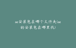 ae安装包在哪个文件夹(ae的安装包在哪里找) | ae插件合集
