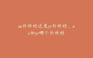 ae补帧好还是pr补帧好，ae和pr哪个补帧好 | ae插件合集