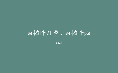 ae插件打拳,ae插件plexus | ae插件合集