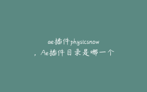 ae插件physicsnow，Ae插件目录是哪一个 | ae插件合集