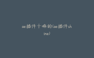ae插件干嘛的(ae插件shine) | ae插件合集