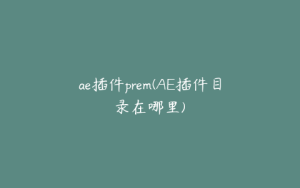 ae插件prem(AE插件目录在哪里) | ae插件合集