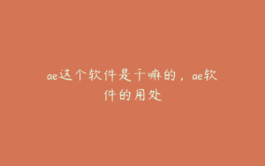 ae这个软件是干嘛的，ae软件的用处 | ae插件合集