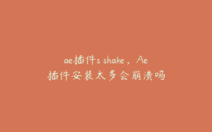 ae插件s shake，Ae插件安装太多会崩溃吗 | ae插件合集