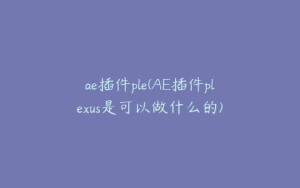 ae插件ple(AE插件plexus是可以做什么的) | ae插件合集