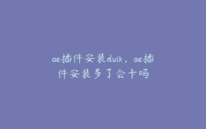 ae插件安装duik，ae插件安装多了会卡吗 | ae插件合集