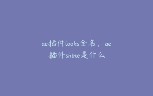 ae插件looks全名,ae插件shine是什么 | ae插件合集