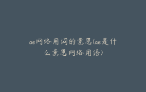 ae网络用词的意思(ae是什么意思网络用语) | ae插件合集