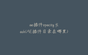 ae插件opacity flash(AE插件目录在哪里) | ae插件合集