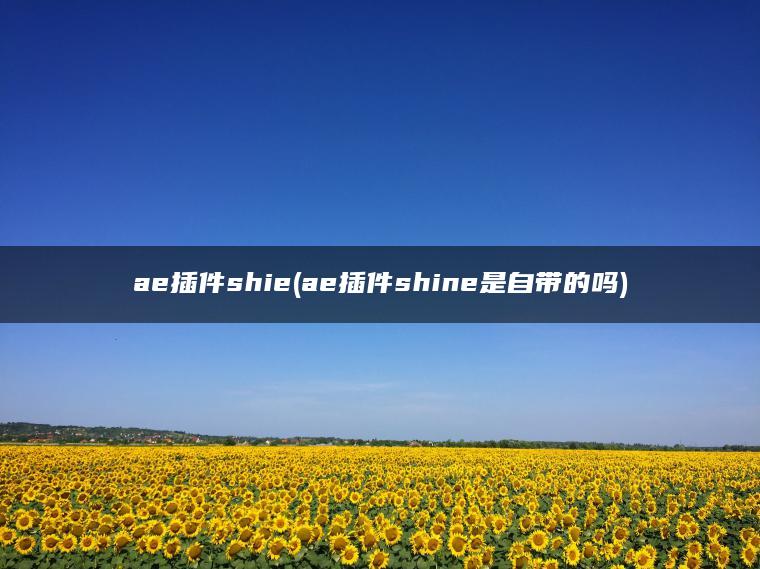 ae插件shie(ae插件shine是自带的吗)