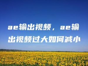 ae输出视频，ae输出视频过大如何减小 | ae插件合集
