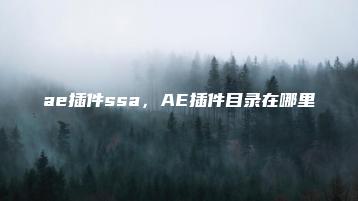 ae插件ssa，AE插件目录在哪里 | ae插件合集