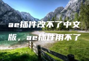 ae插件改不了中文版，ae插件用不了 | ae插件合集
