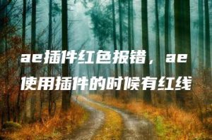 ae插件红色报错，ae使用插件的时候有红线 | ae插件合集