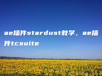 ae插件stardust教学，ae插件tcsuite | ae插件合集