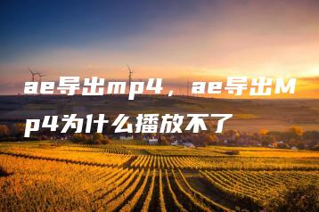 ae导出mp4，ae导出Mp4为什么播放不了 | ae插件合集