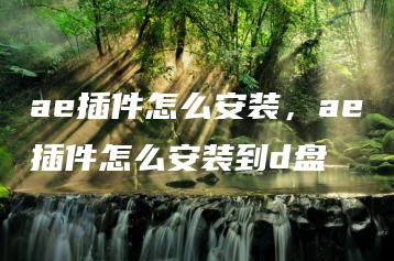 ae插件怎么安装，ae插件怎么安装到d盘 | ae插件合集