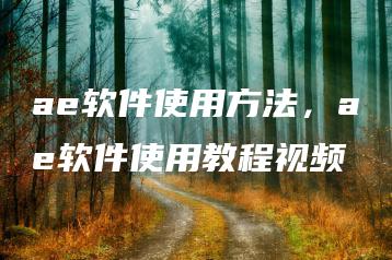 ae软件使用方法，ae软件使用教程视频 | ae插件合集