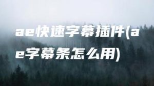 ae快速字幕插件(ae字幕条怎么用) | ae插件合集