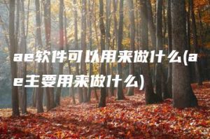 ae软件可以用来做什么(ae主要用来做什么) | ae插件合集