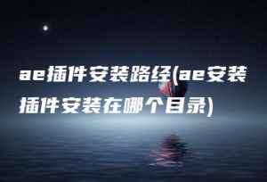 ae插件安装路经(ae安装插件安装在哪个目录) | ae插件合集