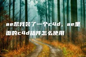 ae帮我装了一个c4d，ae里面的c4d插件怎么使用 | ae插件合集