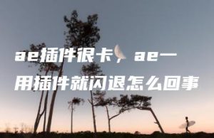 ae插件很卡，ae一用插件就闪退怎么回事 | ae插件合集