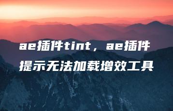 ae插件tint，ae插件提示无法加载增效工具 | ae插件合集