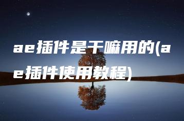 ae插件是干嘛用的(ae插件使用教程) | ae插件合集