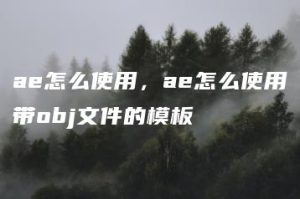 ae怎么使用，ae怎么使用带obj文件的模板 | ae插件合集