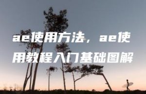 ae使用方法，ae使用教程入门基础图解 | ae插件合集