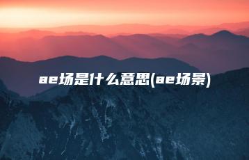 ae场是什么意思(ae场景) | ae插件合集