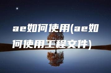 ae如何使用(ae如何使用工程文件) | ae插件合集