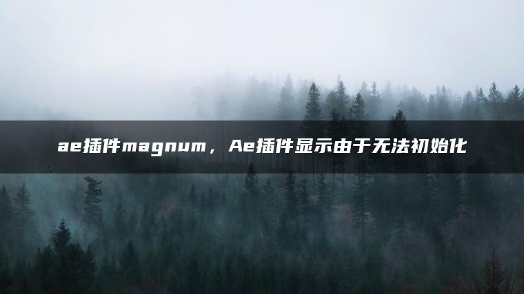 ae插件magnum，Ae插件显示由于无法初始化
