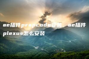 ae插件prapcode安装，ae插件plexus怎么安装 | ae插件合集