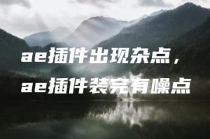 ae插件出现杂点，ae插件装完有噪点 | ae插件合集