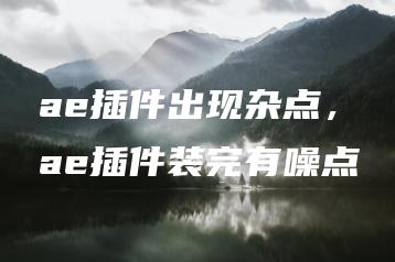 ae插件出现杂点，ae插件装完有噪点 | ae插件合集